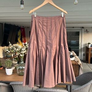 Alberto Makali brown pleated flowy midi maxi skirt size 10